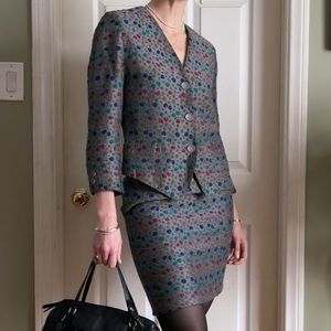 Vintage Japanese Polka Dot Skirt Suit, Michii Moon for Sanyo, Size XS